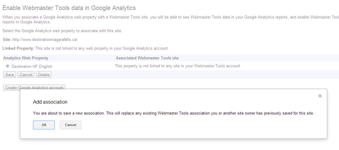 Screenshot from Google Webmaster Tools Setup Guide