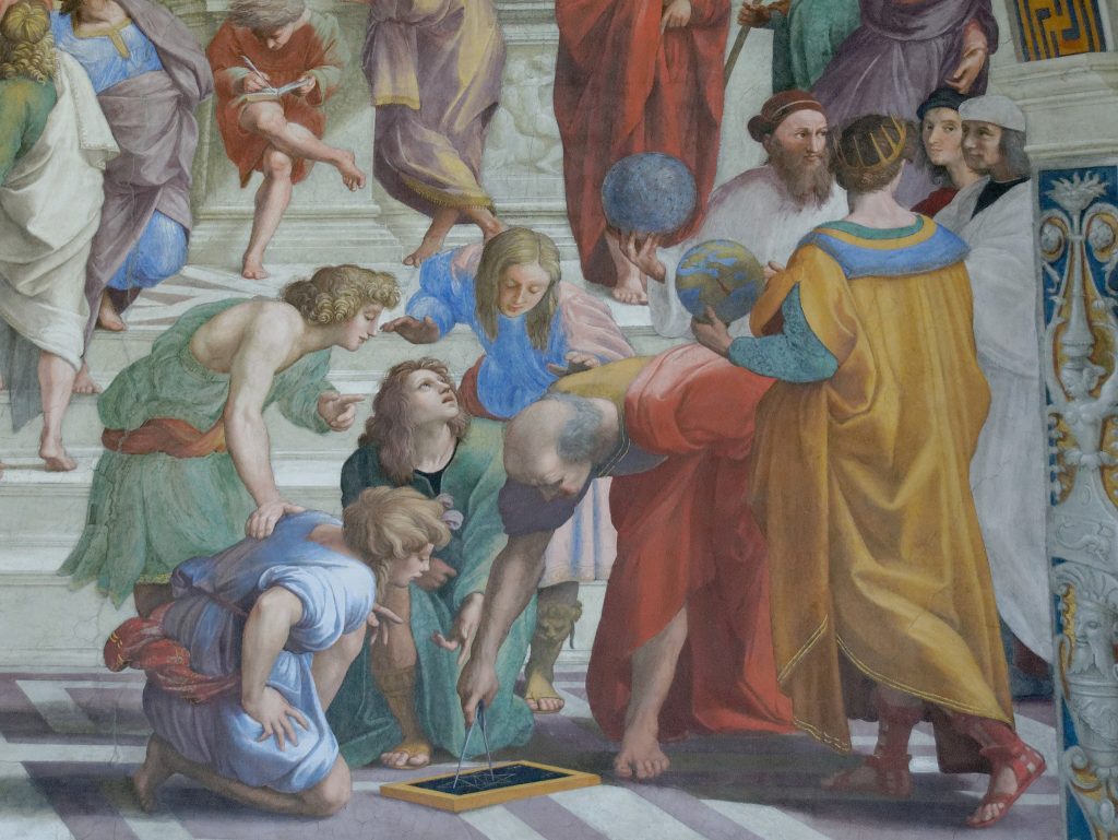 Euclid discussing science in the School of Athens by Raphael