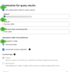 steps in BigQuery interface to schedule a query that creates a partition table